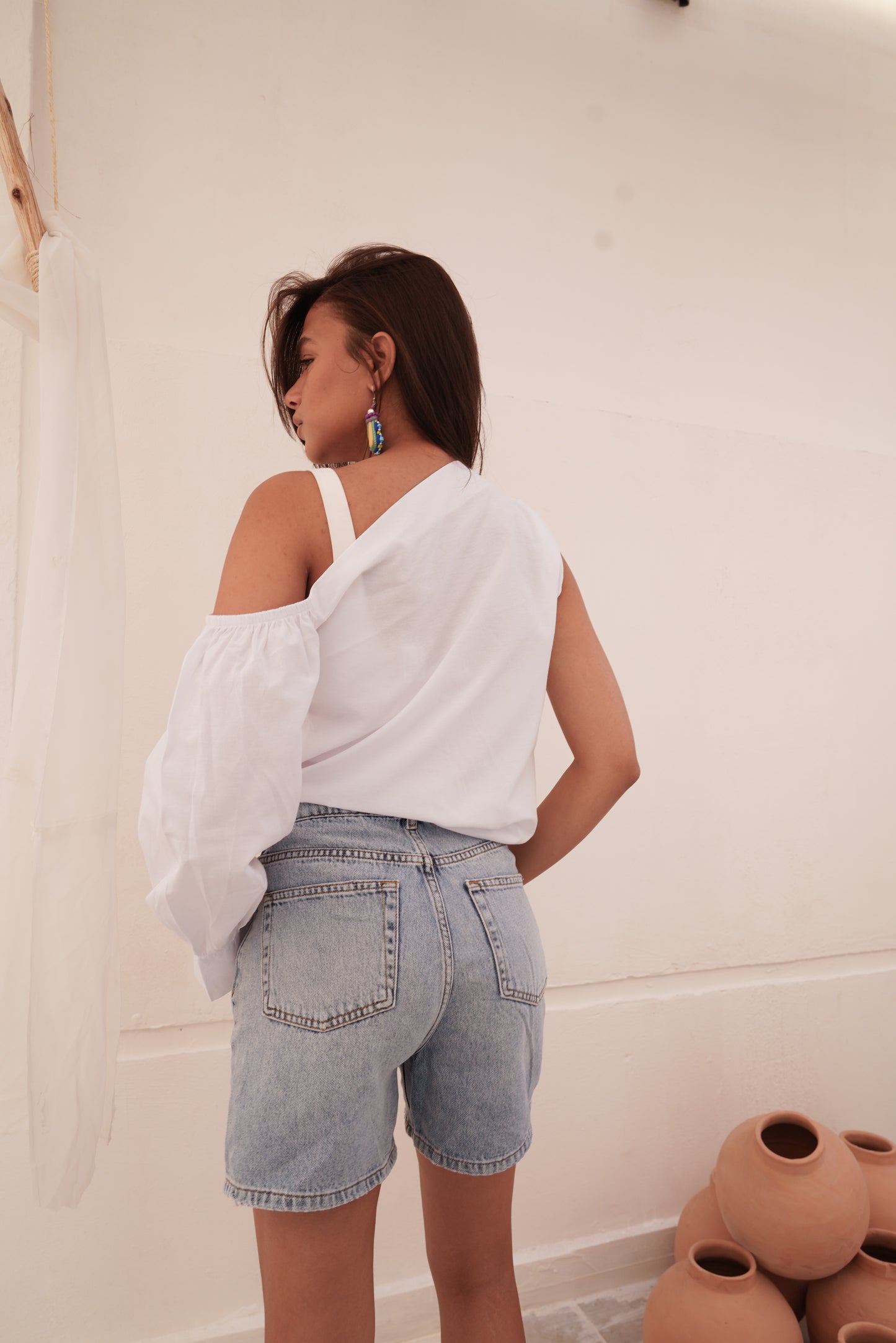 White one shoulder top