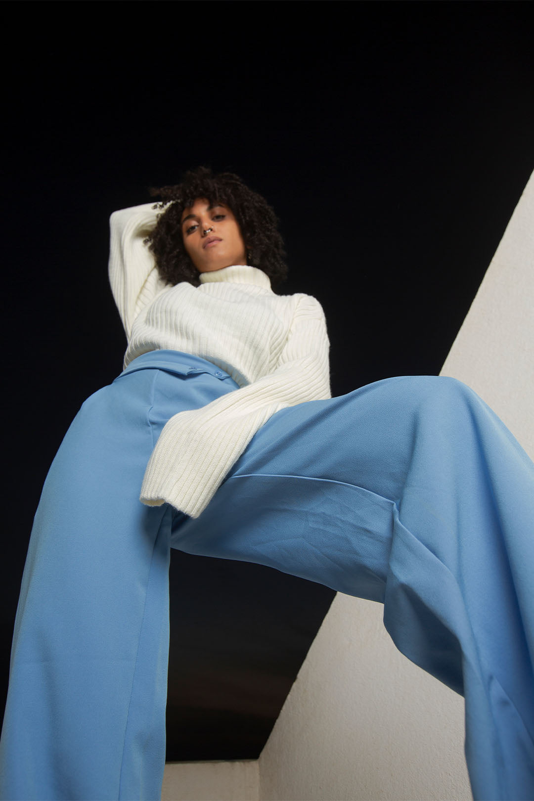 ButtonRelaxedTrousers-Blue