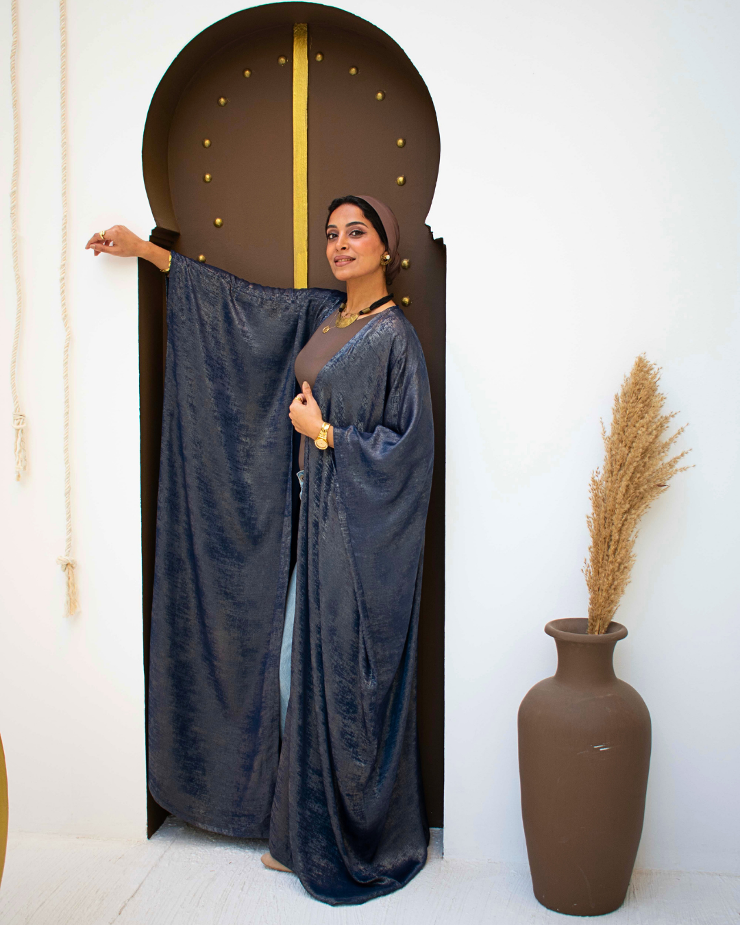 Navy blue open abaya