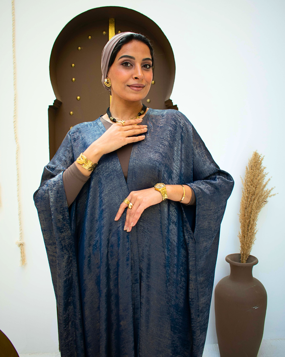 Navy blue open abaya