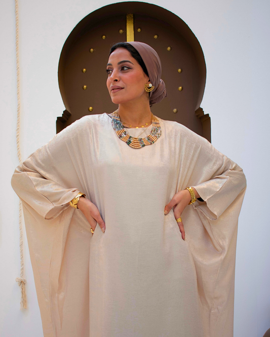 Beige metallic abaya