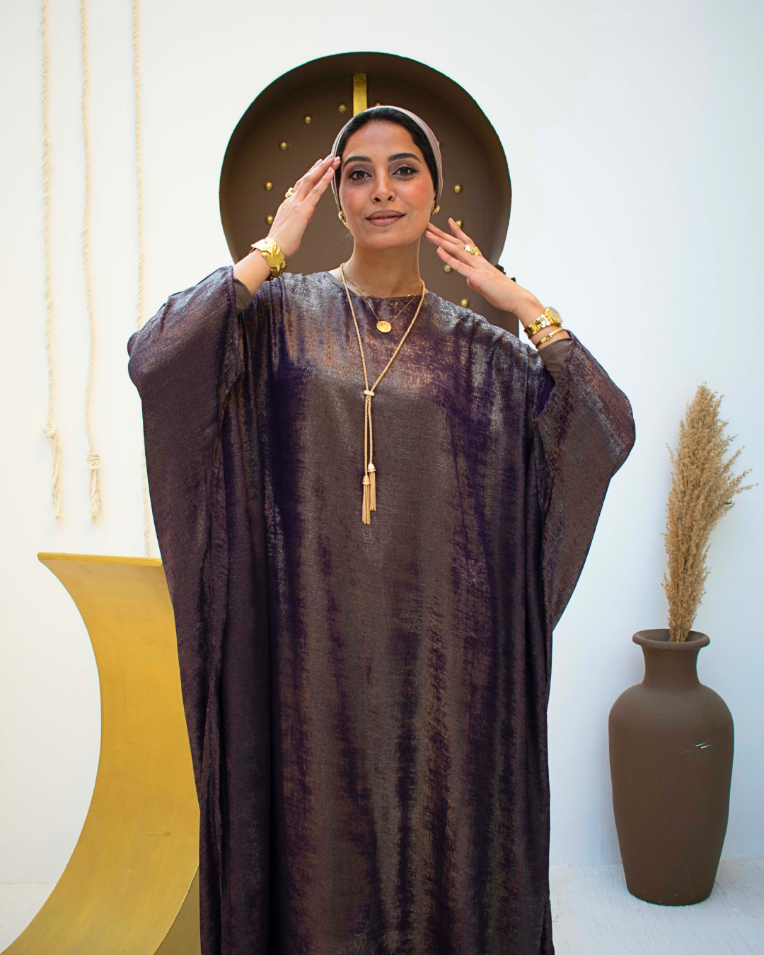 Purple metallic abaya