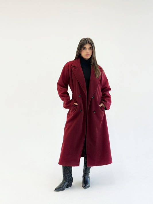 Burgandy wool overcoat