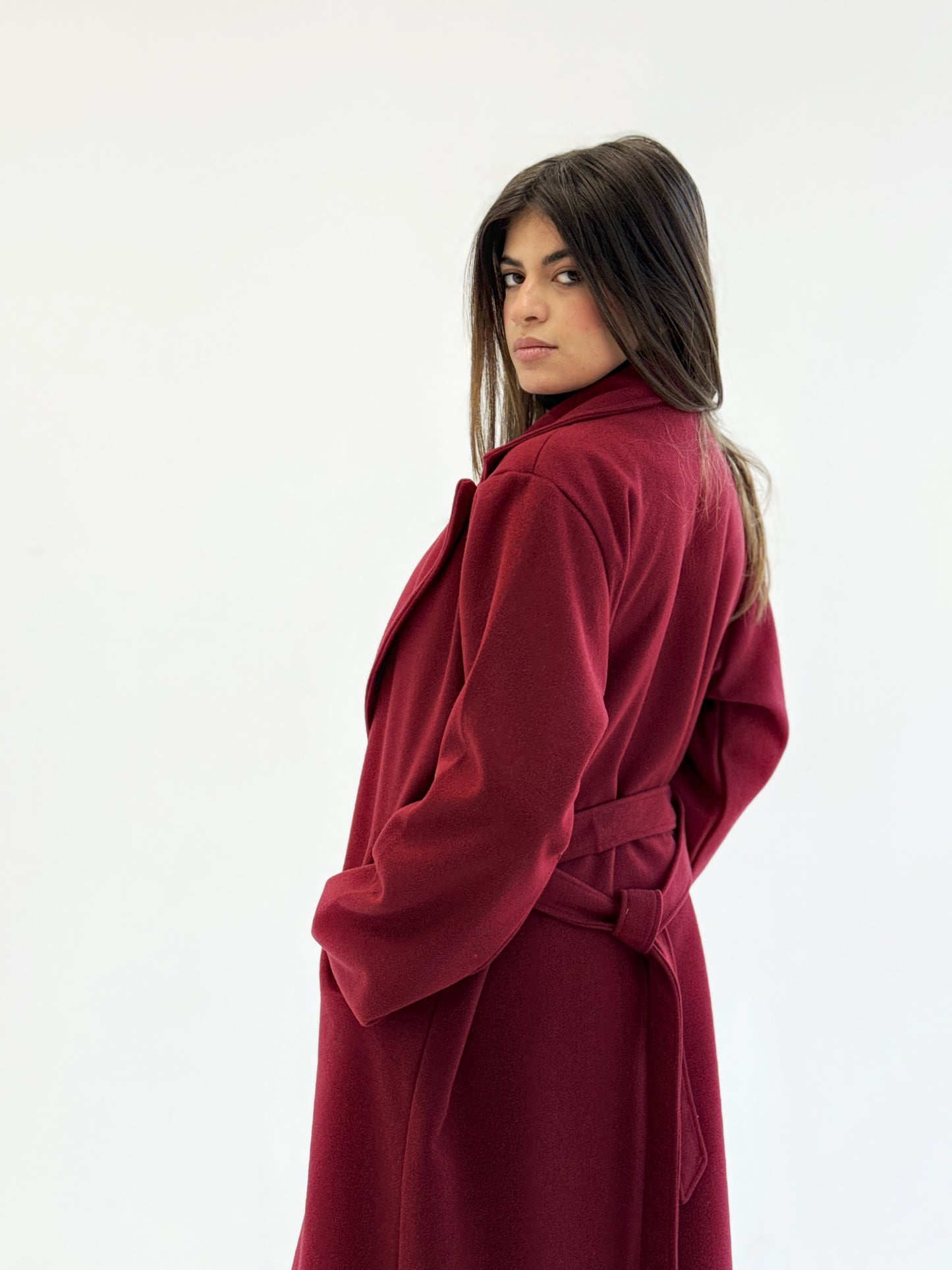 Burgandy wool overcoat