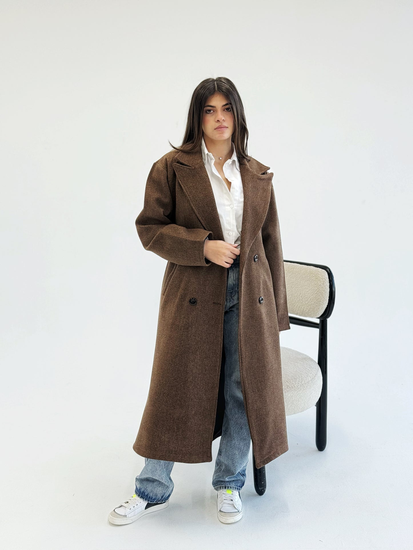 Brown wool overcoat