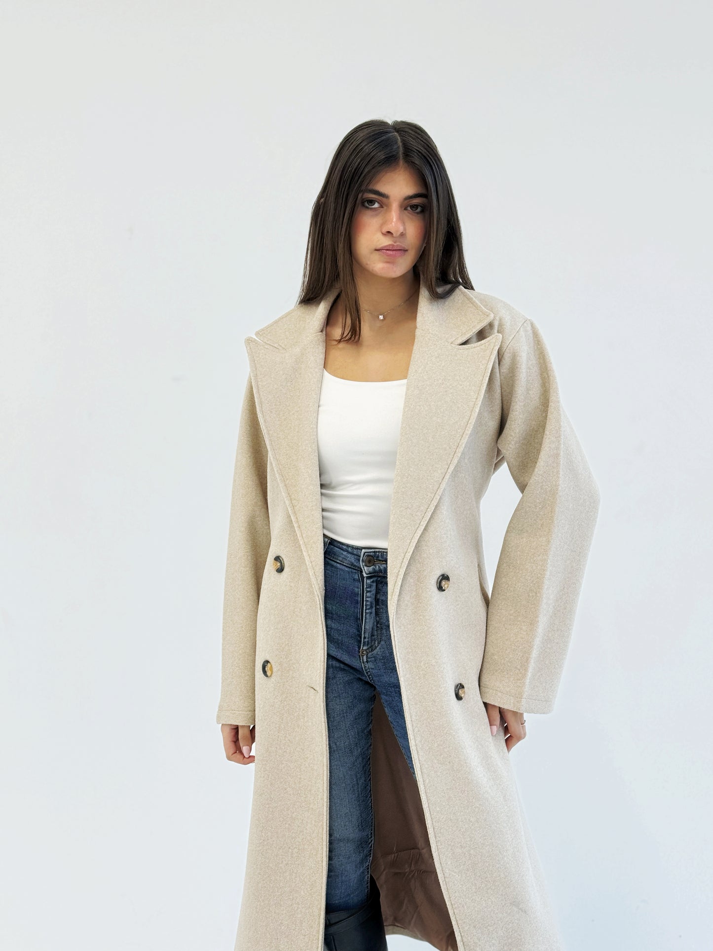 Beige wool overcoat