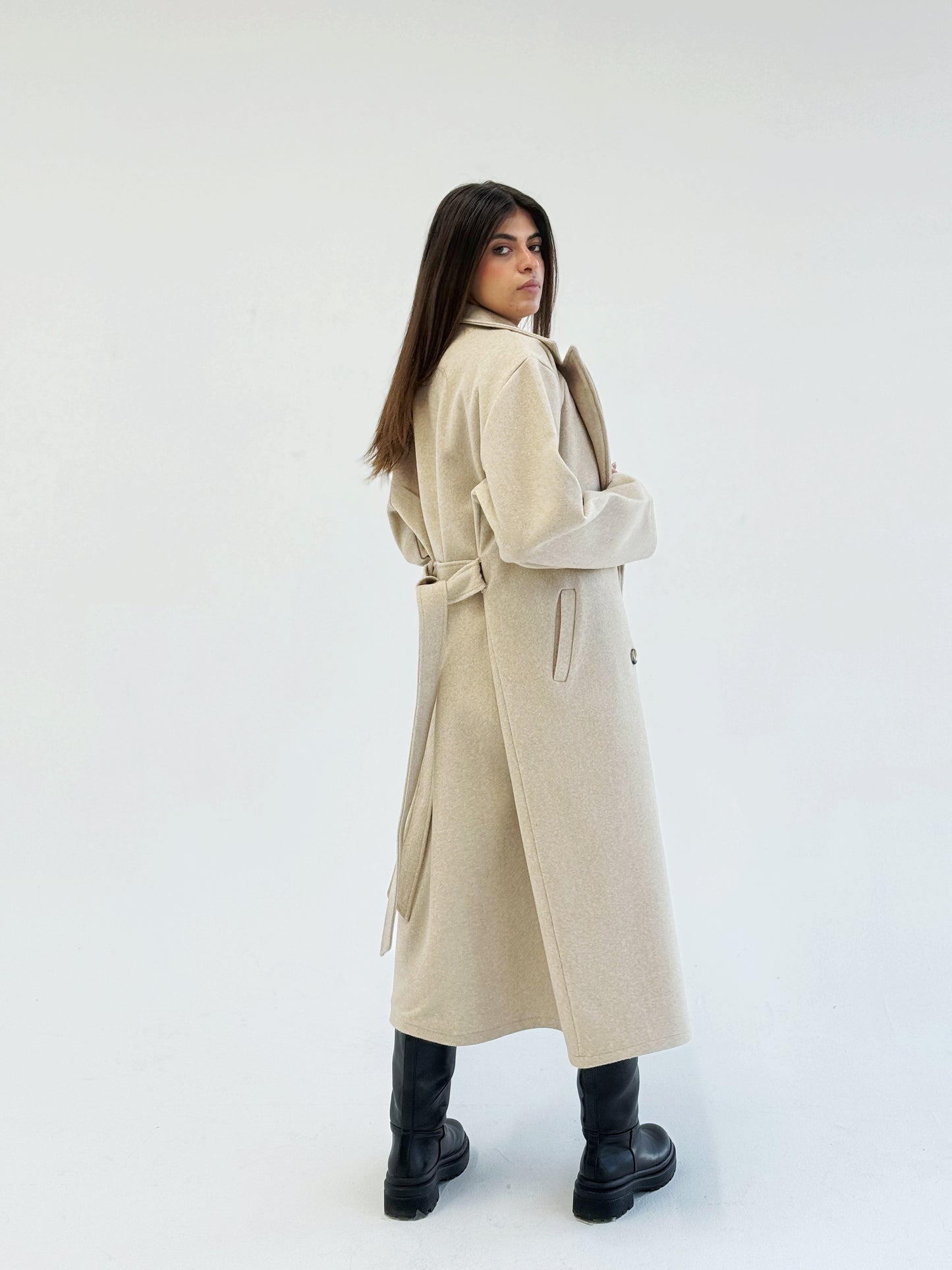 Beige wool overcoat