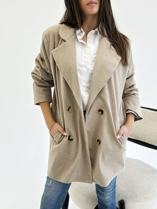 Classic Dune Oversized Tweed Jacket