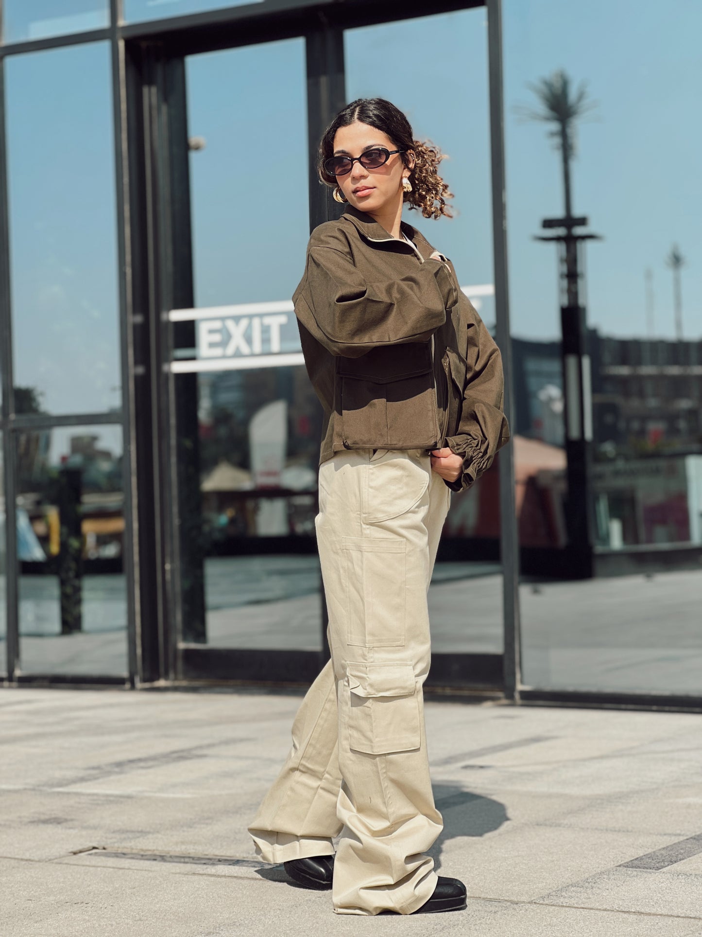 Beige color cargo pants