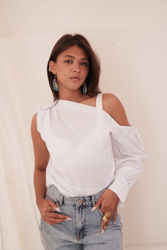 White one shoulder top