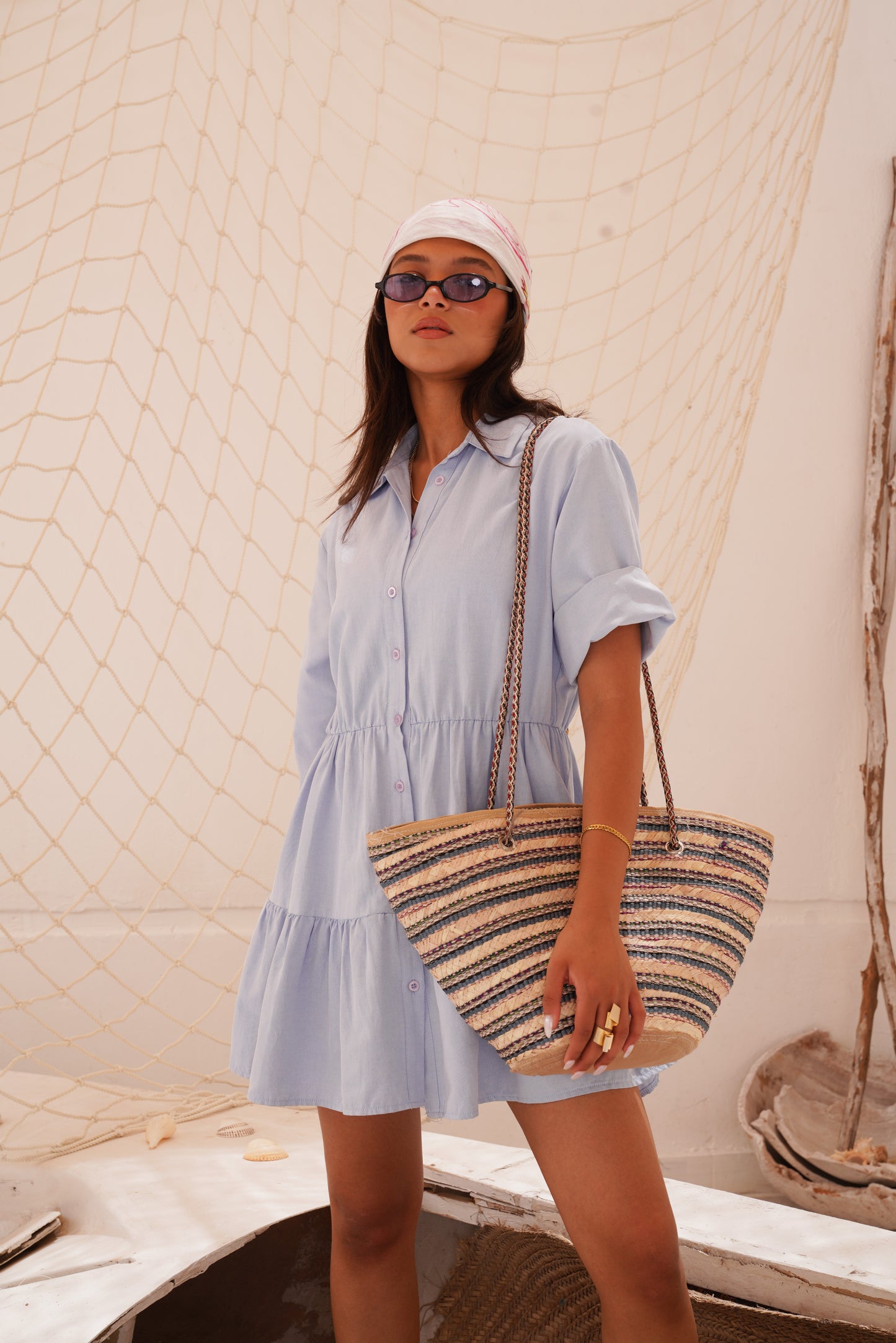 Baby blue short dress